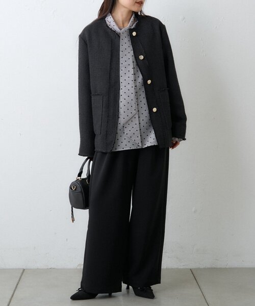 WILLOW（ウィロー）の「≪オケージョン対応≫【willow】ツイードジャケット（テーラードジャケット・レディース・ブラック/イエロー・ONE SIZE）」の5枚目の写真