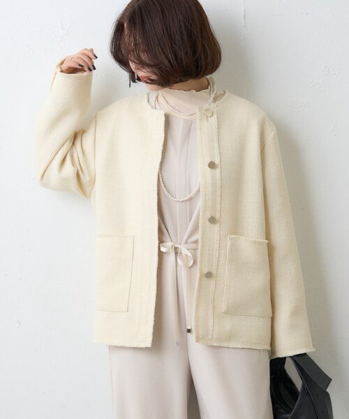 WILLOW（ウィロー）の「≪オケージョン対応≫【willow】ツイードジャケット（テーラードジャケット・レディース・ブラック/イエロー・ONE SIZE）」の9枚目の写真