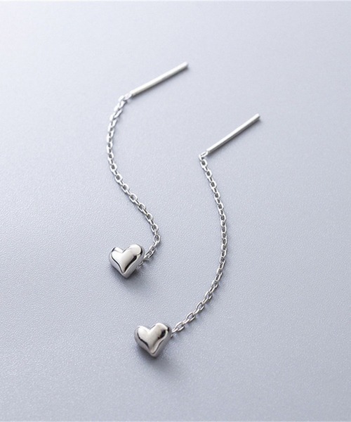 yu-ka(ユーカ)の「YU-KA:ハートデザインハングピアス Heart design hanging pierce(ピアス(両耳用)・レディース・シルバー/ゴールド・FREE)」の4枚目の写真