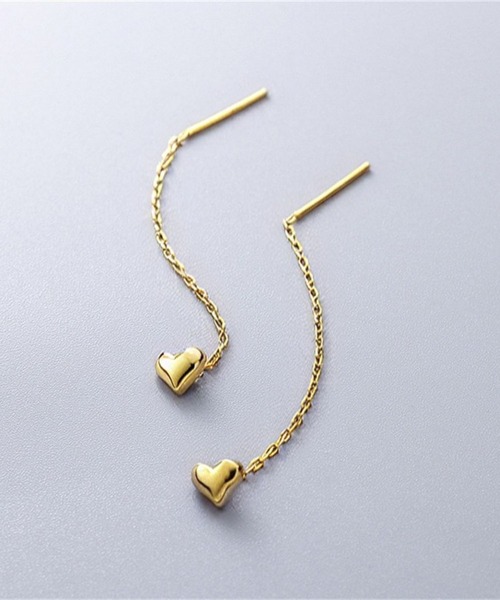 yu-ka(ユーカ)の「YU-KA:ハートデザインハングピアス Heart design hanging pierce(ピアス(両耳用)・レディース・シルバー/ゴールド・FREE)」の3枚目の写真