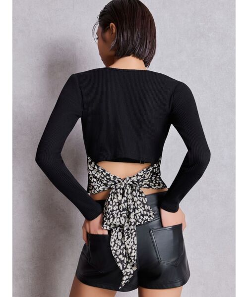 GYDA(ジェイダ)の「レオパードBACKリボンテレコロンT(Tシャツ/カットソー・レディース・オフホワイト/ブラック・FREE)」の9枚目の写真