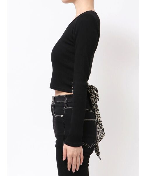 GYDA(ジェイダ)の「レオパードBACKリボンテレコロンT(Tシャツ/カットソー・レディース・オフホワイト/ブラック・FREE)」の13枚目の写真