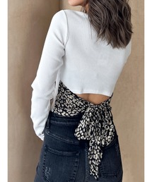 GYDA（ジェイダ）の「レオパードBACKリボンテレコロンT（Tシャツ/カットソー）」