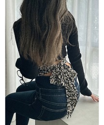 GYDA（ジェイダ）の「レオパードBACKリボンテレコロンT（Tシャツ/カットソー）」