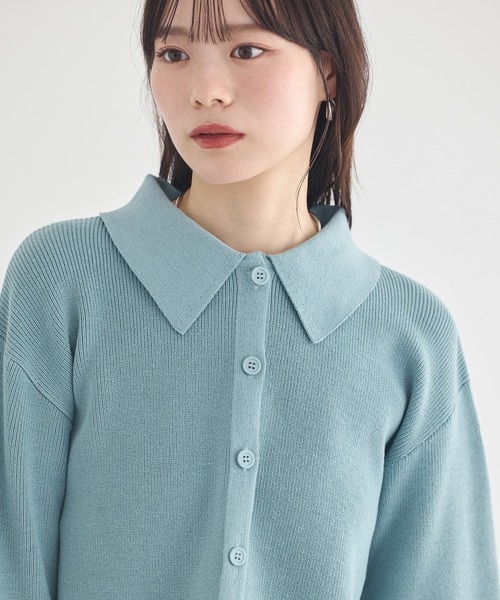 earth music&ecology(アースミュージックアンドエコロジー)の「襟付きニットアンサンブル(ニット/セーター・レディース・ブルー/グレイッシュベージュ/ブラック・FREE)」の9枚目の写真