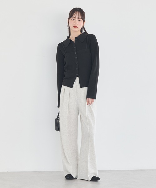 earth music&ecology(アースミュージックアンドエコロジー)の「襟付きニットアンサンブル(ニット/セーター・レディース・ブルー/グレイッシュベージュ/ブラック・FREE)」の19枚目の写真