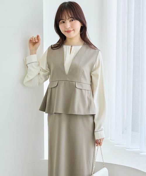 LAVEANGE(ラビアンジェ)の「【好機能シリーズ】イージーケア|フレアジャンスカワンピース(ジャンパースカート・レディース・ネイビー/ベージュ/ブラック・5L/4L/3L/LL/M)」の2枚目の写真