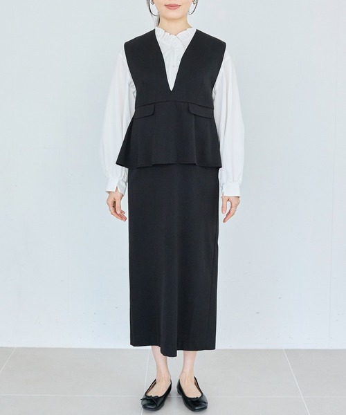 LAVEANGE(ラビアンジェ)の「【好機能シリーズ】イージーケア|フレアジャンスカワンピース(ジャンパースカート・レディース・ネイビー/ベージュ/ブラック・5L/4L/3L/LL/M)」の22枚目の写真