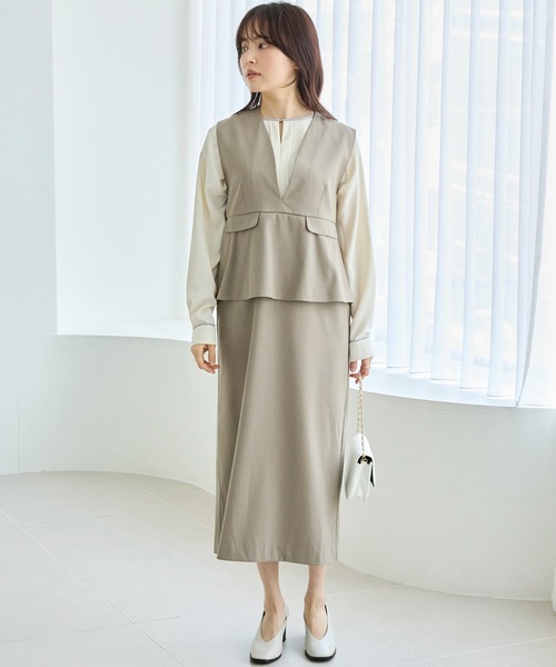 LAVEANGE(ラビアンジェ)の「【好機能シリーズ】イージーケア|フレアジャンスカワンピース(ジャンパースカート・レディース・ネイビー/ベージュ/ブラック・5L/4L/3L/LL/M)」の5枚目の写真