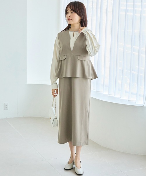 LAVEANGE(ラビアンジェ)の「【好機能シリーズ】イージーケア|フレアジャンスカワンピース(ジャンパースカート・レディース・ネイビー/ベージュ/ブラック・5L/4L/3L/LL/M)」の7枚目の写真