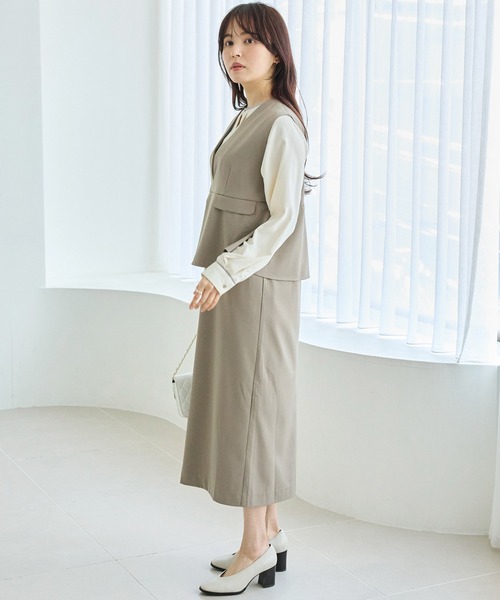 LAVEANGE(ラビアンジェ)の「【好機能シリーズ】イージーケア|フレアジャンスカワンピース(ジャンパースカート・レディース・ネイビー/ベージュ/ブラック・5L/4L/3L/LL/M)」の8枚目の写真