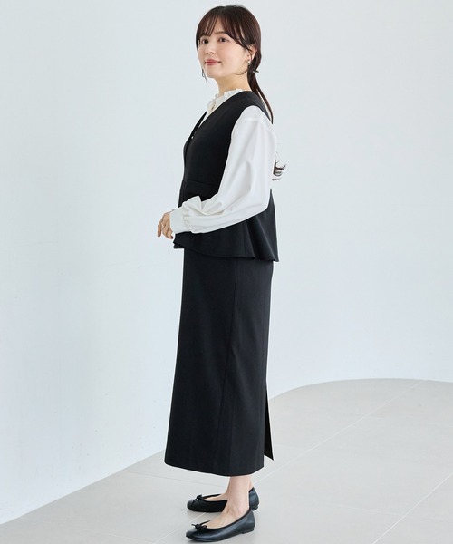 LAVEANGE(ラビアンジェ)の「【好機能シリーズ】イージーケア|フレアジャンスカワンピース(ジャンパースカート・レディース・ネイビー/ベージュ/ブラック・5L/4L/3L/LL/M)」の16枚目の写真