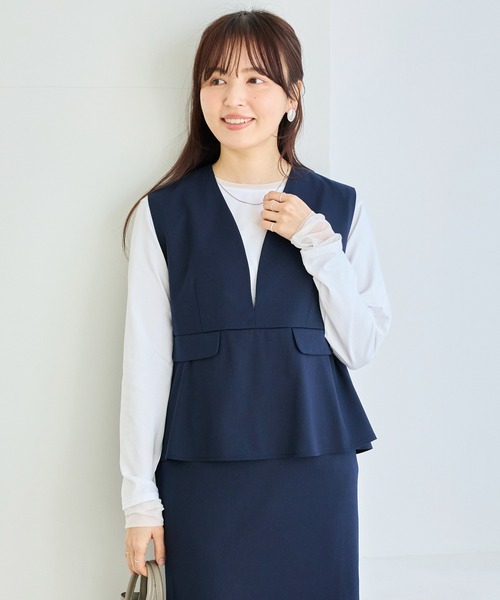 LAVEANGE(ラビアンジェ)の「【好機能シリーズ】イージーケア|フレアジャンスカワンピース(ジャンパースカート・レディース・ネイビー/ベージュ/ブラック・5L/4L/3L/LL/M)」の19枚目の写真