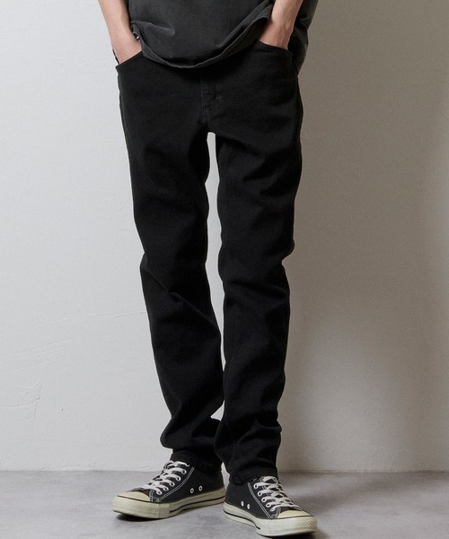 TAPERED SKINNY DENIM JEANS BLACK ONE WASH / テーパード スキニー