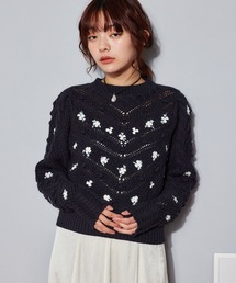 mysty woman | 花刺繍ケーブルニット 638052(ニット/セーター)