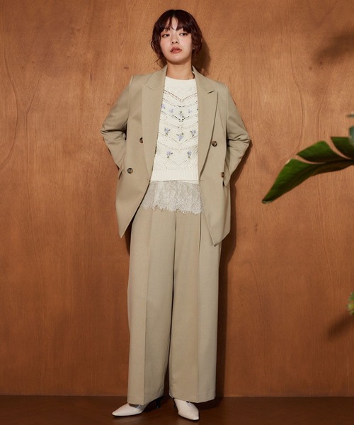 mysty woman（ミスティウーマン）の「花刺繍ケーブルニット 638052（ニット/セーター・レディース・アイボリー/ネイビー/ピンク・FREE）」の19枚目の写真