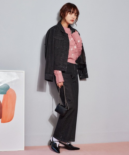 mysty woman（ミスティウーマン）の「花刺繍ケーブルニット 638052（ニット/セーター・レディース・アイボリー/ネイビー/ピンク・FREE）」の21枚目の写真