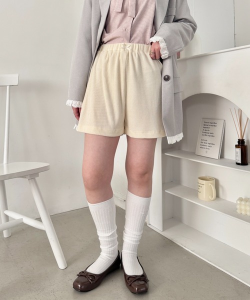 SOLLON.(ソルロン)の「リブショートパンツ(その他パンツ・レディース・アイボリー/グレー・FREE)」の3枚目の写真