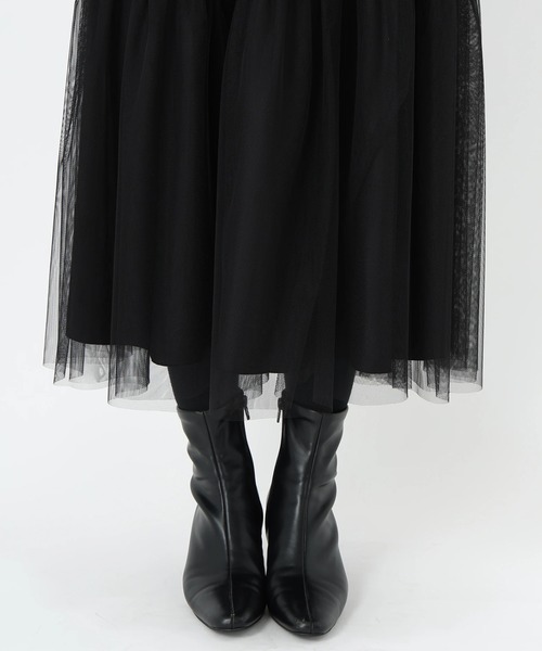 STRAWBERRY-FIELDS（ストロベリーフィールズ）の「エトワール_チュールティアードスカート（スカート・レディース・ブラック/ライトグレー・2）」の8枚目の写真