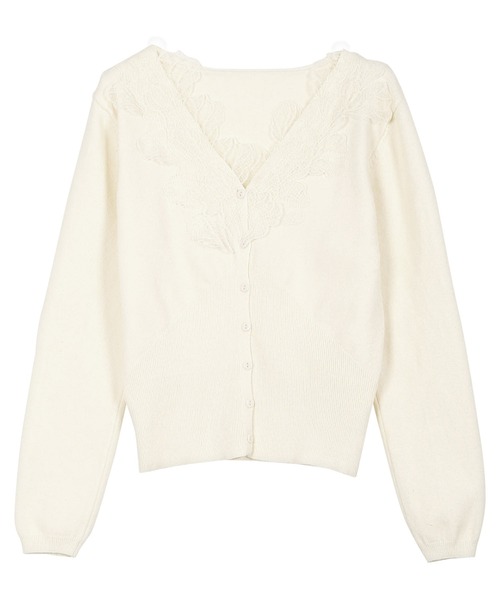 KOBE LETTUCE（コウベレタス）の「襟レースニットカーディガン（カーディガン/ボレロ・レディース・グレー/ホワイト/イエロー・M）」の12枚目の写真