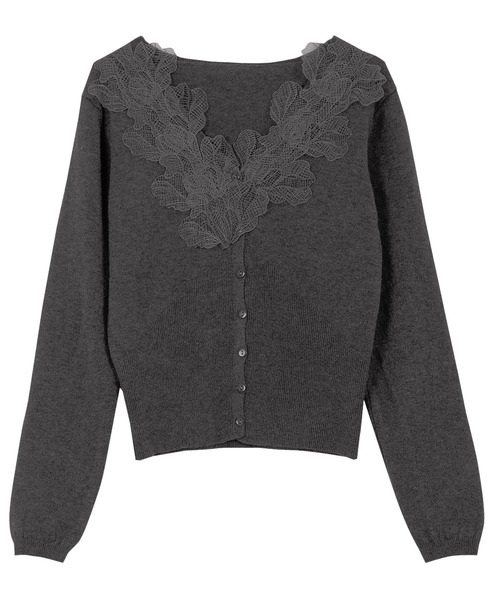 KOBE LETTUCE（コウベレタス）の「襟レースニットカーディガン（カーディガン/ボレロ・レディース・グレー/ホワイト/イエロー・M）」の13枚目の写真