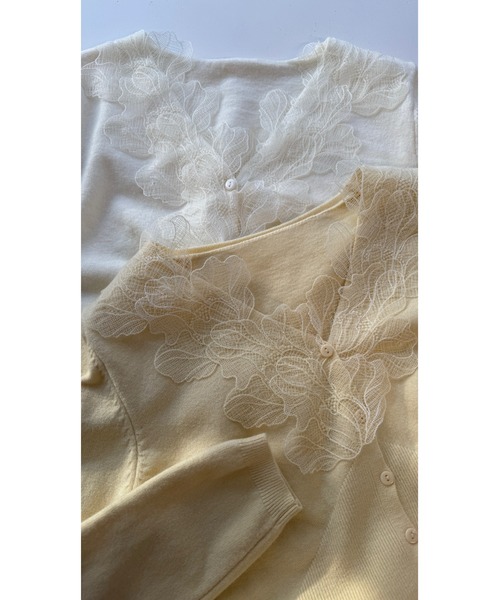 KOBE LETTUCE（コウベレタス）の「襟レースニットカーディガン（カーディガン/ボレロ・レディース・グレー/ホワイト/イエロー・M）」の15枚目の写真