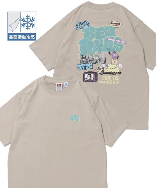BEN DAVIS(ベンデイビス)の「【BEN DAVIS(ベンデイビス)】OVERLAP COOL TEE / Tシャツ 接触冷感 半袖 クルーネック ワンポイント 刺繍 ワンポイント(Tシャツ/カットソー・メンズ・ネイビー/ベージュ/ホワイト/ブラック・X-LARGE/LARGE/MEDIUM)」の3枚目の写真