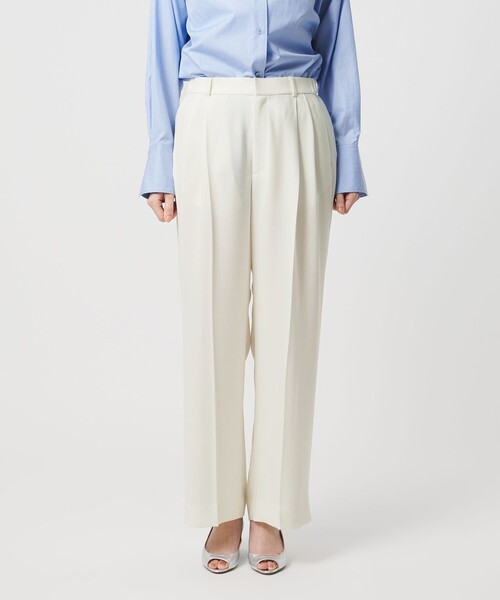 P 2タック ワイドパンツ WHITE ‐ウォッシャブル‐（スラックス