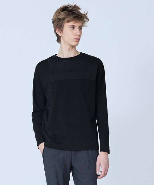 5351 POUR LES HOMMES（ゴーサンゴーイチプールオム）の「【3素材コンビ】コンビネーション 長袖 Tシャツ（Tシャツ/カットソー・メンズ・ホワイト/ブラック/グレイッシュベージュ・44/46/48/50）」の3枚目の写真