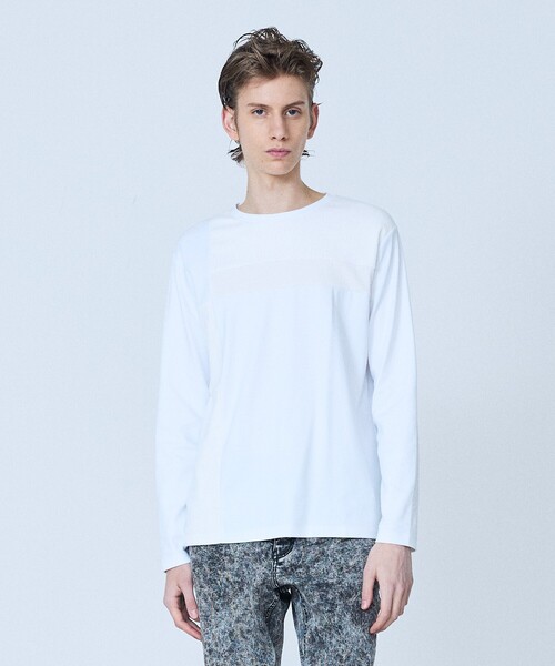 5351 POUR LES HOMMES（ゴーサンゴーイチプールオム）の「【3素材コンビ】コンビネーション 長袖 Tシャツ（Tシャツ/カットソー・メンズ・ホワイト/ブラック/グレイッシュベージュ・44/46/48/50）」の5枚目の写真