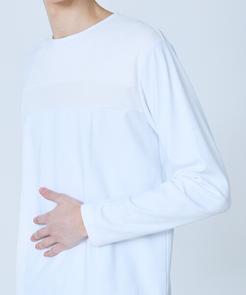 5351 POUR LES HOMMES（ゴーサンゴーイチプールオム）の「【3素材コンビ】コンビネーション 長袖 Tシャツ（Tシャツ/カットソー・メンズ・ホワイト/ブラック/グレイッシュベージュ・44/46/48/50）」の9枚目の写真