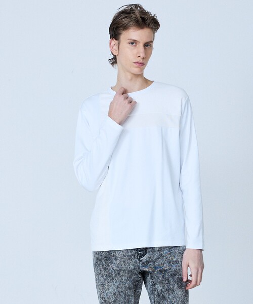 5351 POUR LES HOMMES（ゴーサンゴーイチプールオム）の「【3素材コンビ】コンビネーション 長袖 Tシャツ（Tシャツ/カットソー・メンズ・ホワイト/ブラック/グレイッシュベージュ・44/46/48/50）」の11枚目の写真