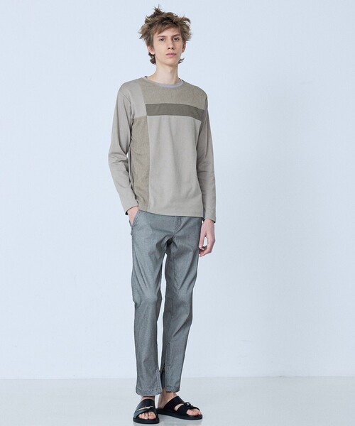 5351 POUR LES HOMMES（ゴーサンゴーイチプールオム）の「【3素材コンビ】コンビネーション 長袖 Tシャツ（Tシャツ/カットソー・メンズ・ホワイト/ブラック/グレイッシュベージュ・44/46/48/50）」の18枚目の写真