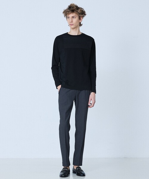 5351 POUR LES HOMMES（ゴーサンゴーイチプールオム）の「【3素材コンビ】コンビネーション 長袖 Tシャツ（Tシャツ/カットソー・メンズ・ホワイト/ブラック/グレイッシュベージュ・44/46/48/50）」の22枚目の写真