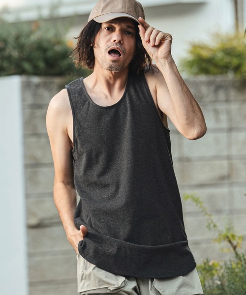 CAMBIO（カンビオ）の「mta596- Span Fraise Long Tank Top タンクトップ(S62726cmb)（タンクトップ・メンズ・ホワイト/チャコールグレー/ブラック・L/M/S）」の3枚目の写真