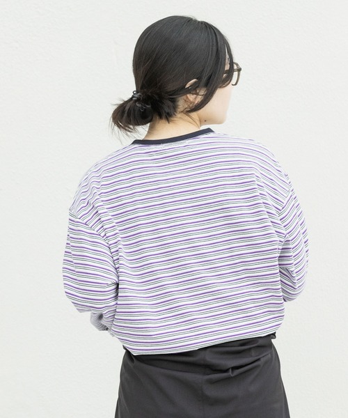 EKAL（エカル）の「『別注』La Hutte×EKAL　 MULTI BORDERLONG-SLEEVET-SHIRTS（Tシャツ/カットソー・レディース・ブラウン系その他/パープル系その他・FREE）」の18枚目の写真