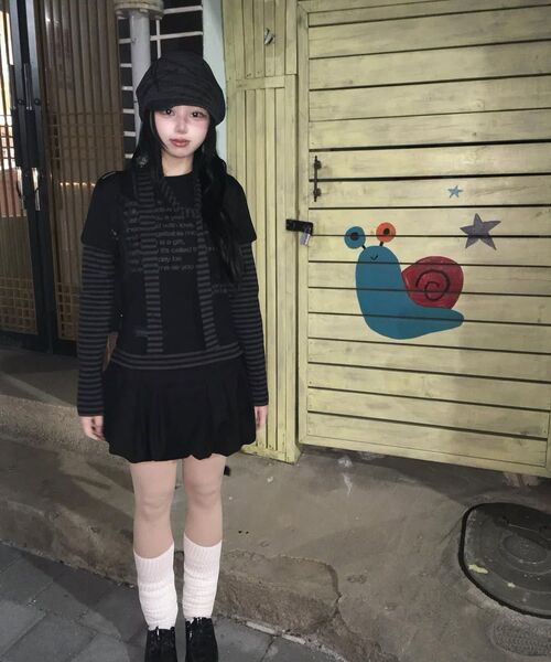 ODD STUDIO(オッドスタジオ)の「レイヤードストライプマフラーセットロングスリーブ - ブラック(Tシャツ/カットソー・レディース・ブラック・ONE)」の6枚目の写真
