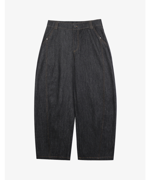 OWSA(オウサ)の「ステッチカーブワイドデニムパンツ 2カラー(デニムパンツ・メンズ・ブラック/ダークブルー・MEDIUM/X-LARGE/LARGE)」の7枚目の写真