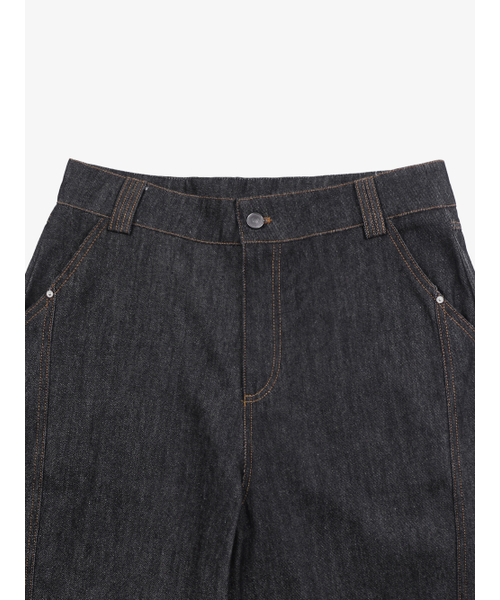 OWSA(オウサ)の「ステッチカーブワイドデニムパンツ 2カラー(デニムパンツ・メンズ・ブラック/ダークブルー・MEDIUM/X-LARGE/LARGE)」の9枚目の写真