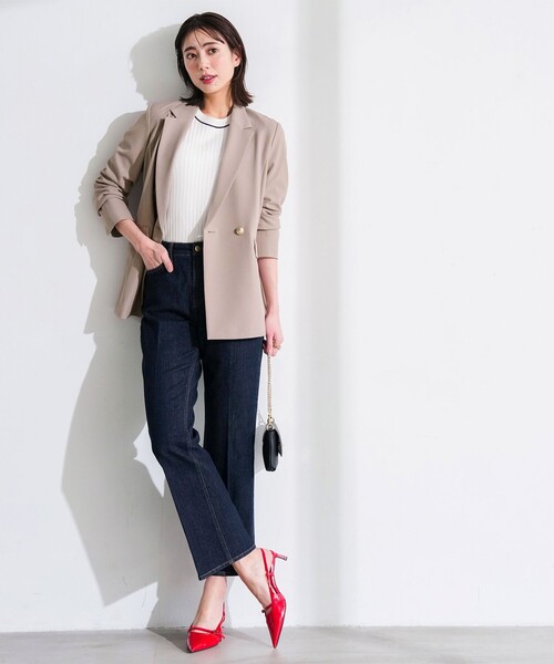 ANY SIS（エニィスィス）の「センタープレスセミフレア デニム（デニムパンツ・レディース・ネイビー系/ダルブルー系・X-LARGE）」の7枚目の写真