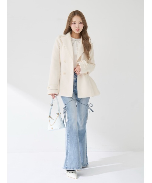 Darich（ダーリッチ）の「ピコレースハイウエストフレアデニム（デニムパンツ・レディース・ライトブルー・XS/S/M）」の5枚目の写真