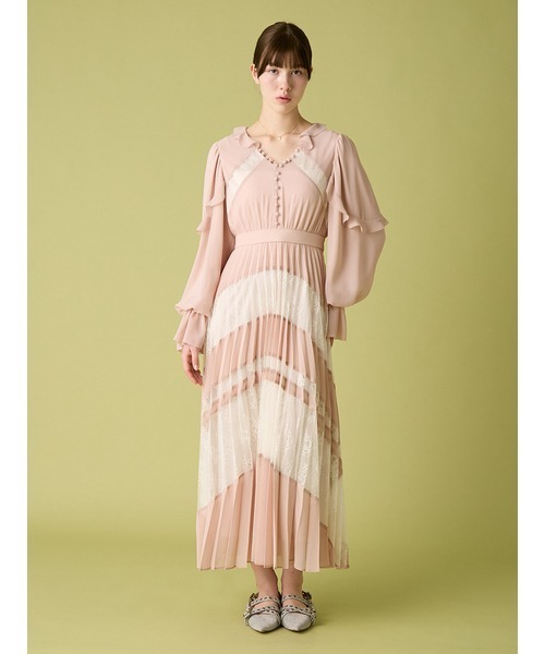 FURFUR（ファーファー）の「スイッチングレースプリーツドレス（ドレス・レディース・イエロー/ピンク/サックスブルー・F）」の4枚目の写真