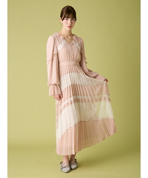 FURFUR（ファーファー）の「スイッチングレースプリーツドレス（ドレス・レディース・イエロー/ピンク/サックスブルー・F）」の8枚目の写真