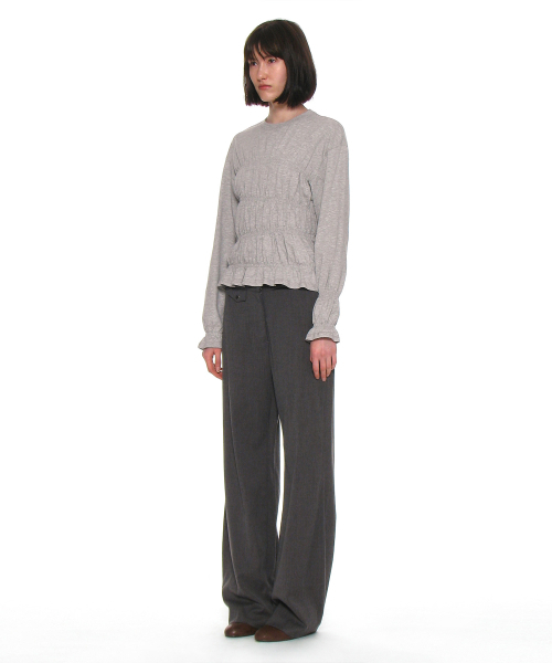 PARTIMENTO WOMEN（パルティメントウィメン）の「カットアウトウエストトラウザー_チャコールメランジ（スラックス・レディース・その他・S/M）」の3枚目の写真