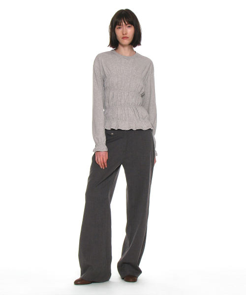 PARTIMENTO WOMEN（パルティメントウィメン）の「カットアウトウエストトラウザー_チャコールメランジ（スラックス・レディース・その他・S/M）」の4枚目の写真