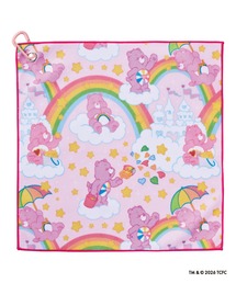 estaa（エスタ）の「ケアベア くっつきタオル カラビナ付 総柄 レインボー（ハンカチ/ハンドタオル）」