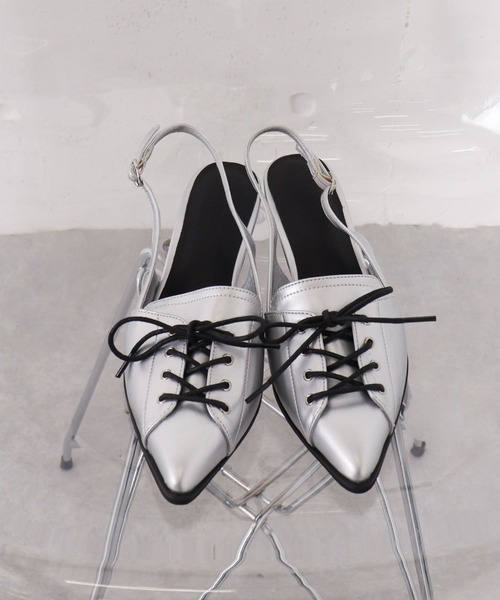 archives（アルシーヴ）の「レースアップバックバンドパンプス（パンプス・レディース・シルバーグレー/ブラック・MEDIUM/LARGE）」の6枚目の写真