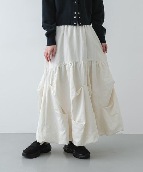 SENSE OF PLACE by URBAN RESEARCH（センスオブプレイスバイアーバンリサーチ）の「タックバルーンスカート（スカート・レディース・アイボリー/チャコールグレー・ONE）」の3枚目の写真