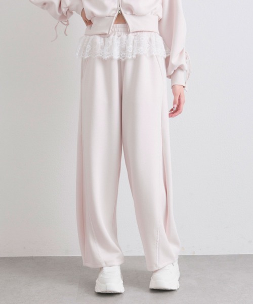 OLIVE des OLIVE（オリーブデオリーブ）の「【セットアップ対応】ウエストフリルバレルレッグパンツ（スウェットパンツ・レディース・トップグレー/ネイビー/ピンク・FREE）」の15枚目の写真