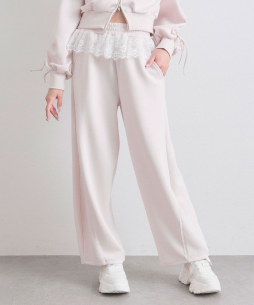 OLIVE des OLIVE（オリーブデオリーブ）の「【セットアップ対応】ウエストフリルバレルレッグパンツ（スウェットパンツ・レディース・トップグレー/ネイビー/ピンク・FREE）」の16枚目の写真